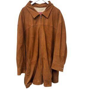 Vintage Rochester Mens Suede Leather Jacket 4XB Big & Tall Zip Front Rust Brown
